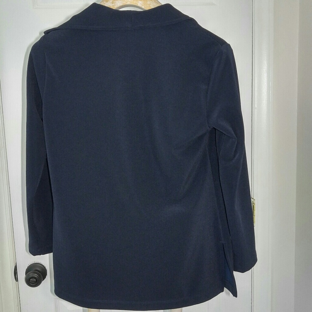 Chico's Size 1 Solid Navy Blazer Euc - image 4